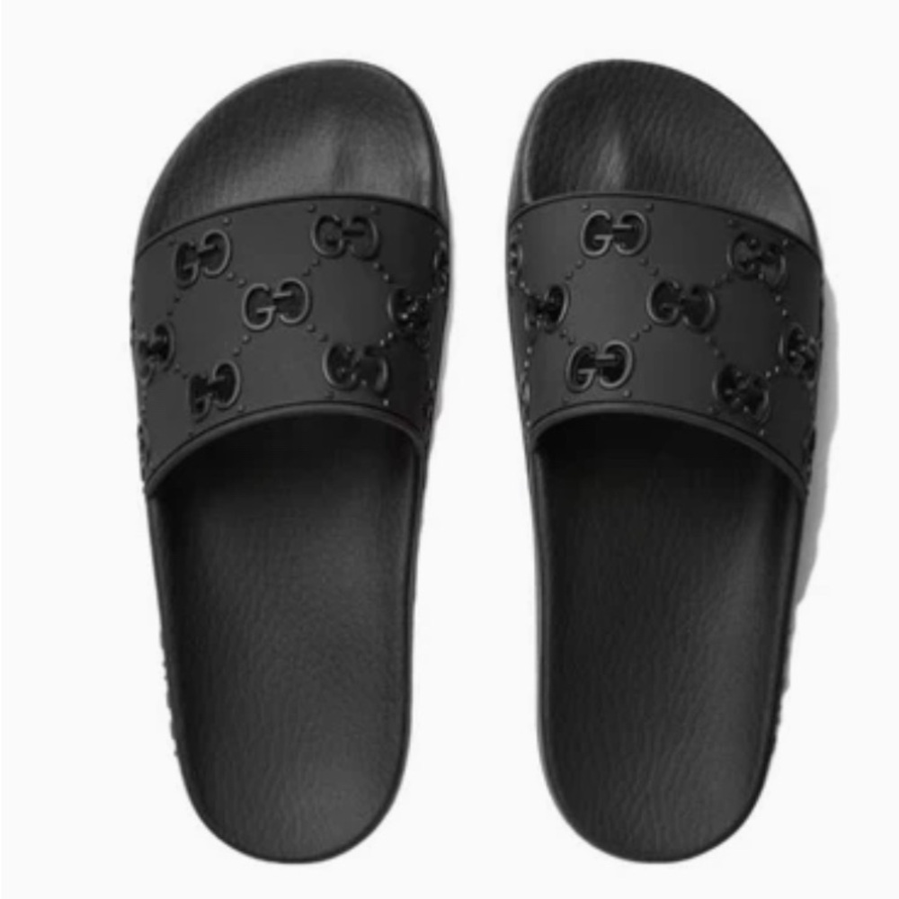 Gucci Black GG Slide Sandals